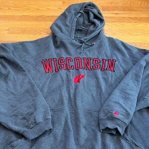 Gray 3XL Wisconsin Hoodie with Red Accents
